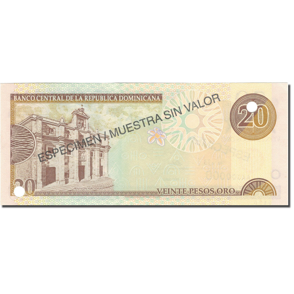 Billete, 20 Pesos Oro, 2000, República Dominicana, 2000, Specimen, KM:166s, SC+