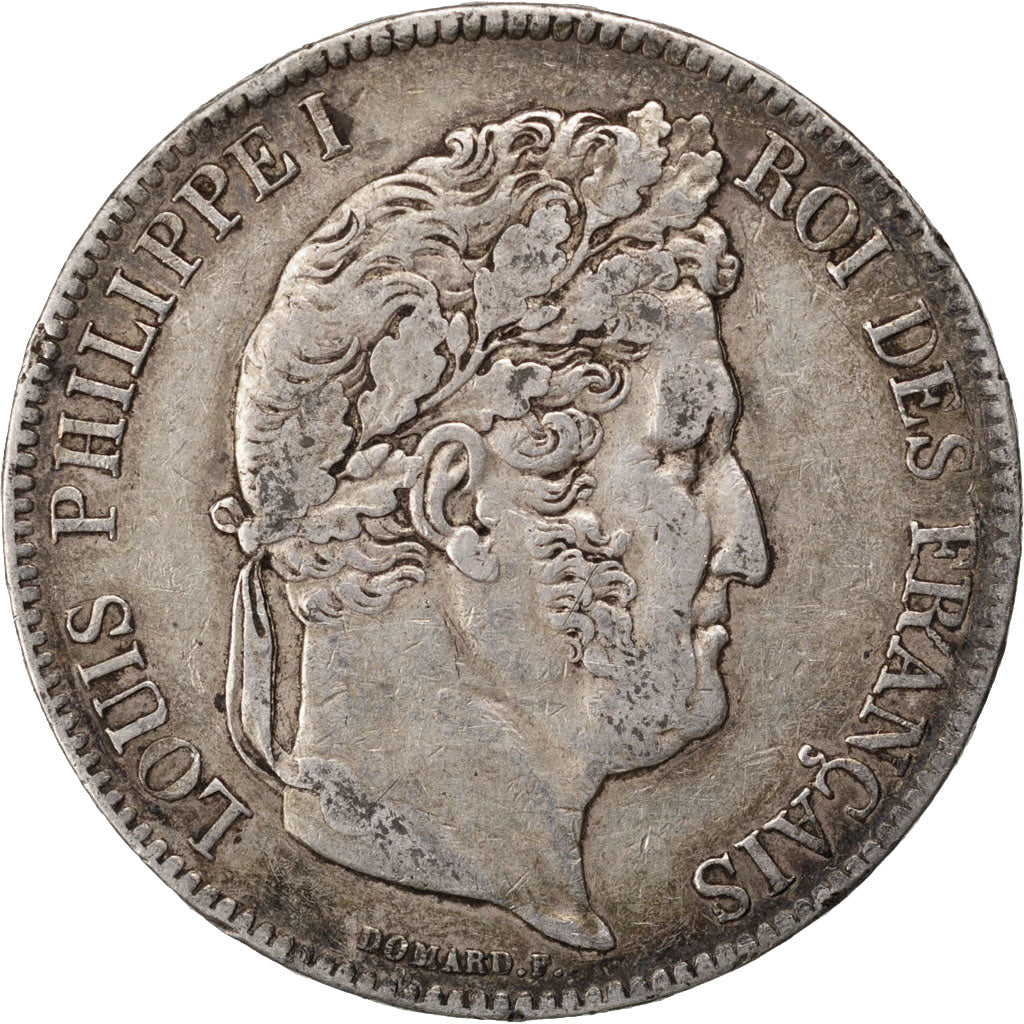 Coin, France, Louis-Philippe, 5 Francs, 1837, Rouen, EF(40-45), Silver