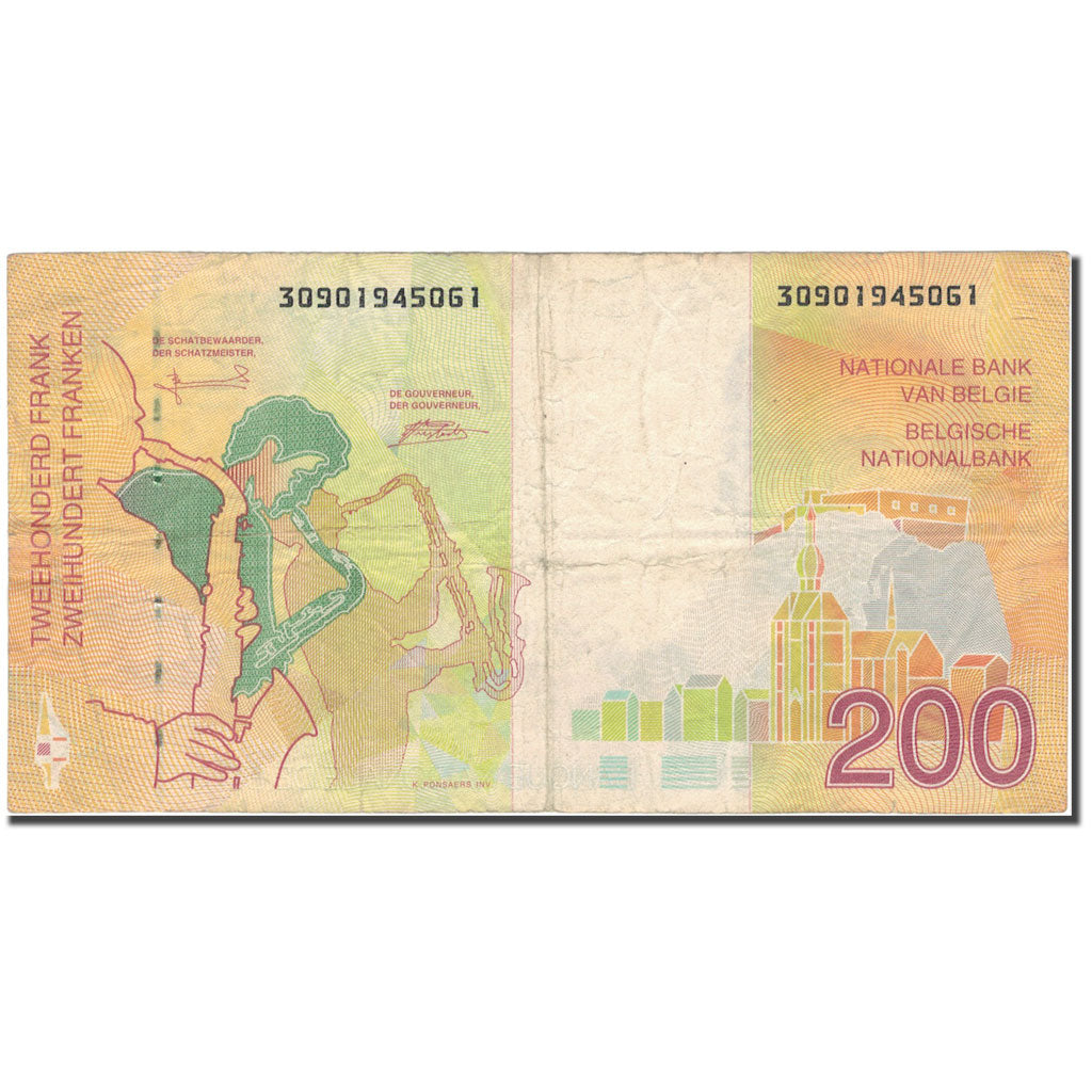 Banknote, Belgium, 200 Francs, 1995, Undated 1995, KM:148, VF(20-25)