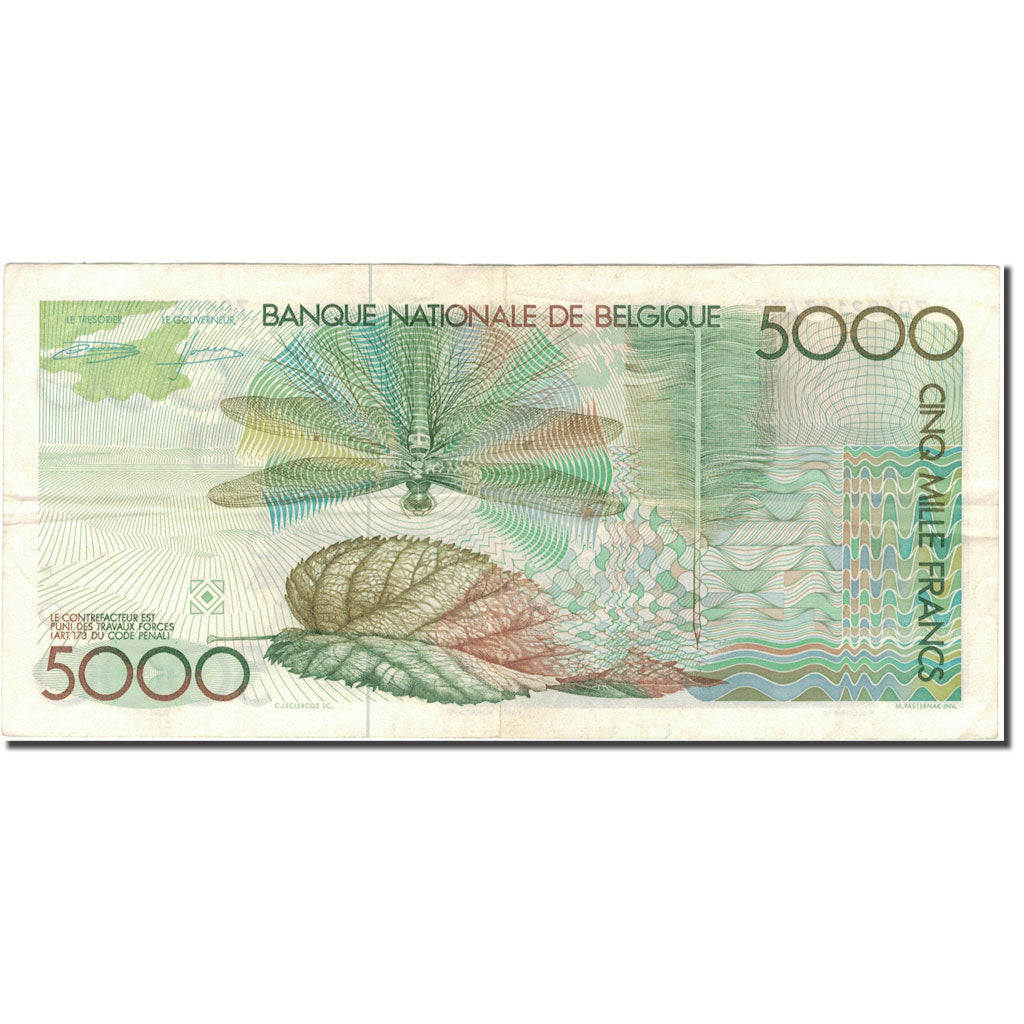 Banknote, Belgium, 5000 Francs, UNDATED (1982-1992), KM:145a, EF(40-45)