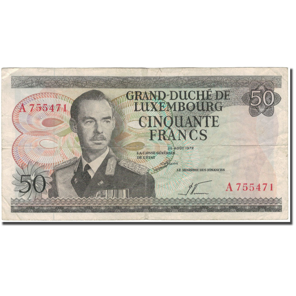 Banknote, Luxembourg, 50 Francs, 1972, 1972-08-25, KM:55b, VF(30-35)