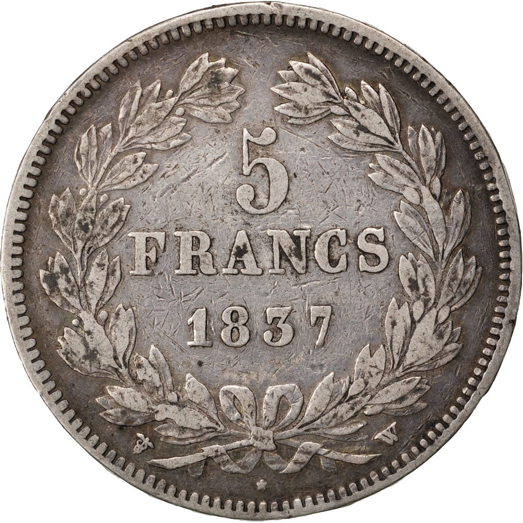 Monnaie, France, Louis-Philippe, 5 Francs, 1837, Lille, TTB, Argent, KM:749.13