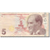 Banconote, Turchia, 5 Lira, 1970, 1970, KM:222, MB+