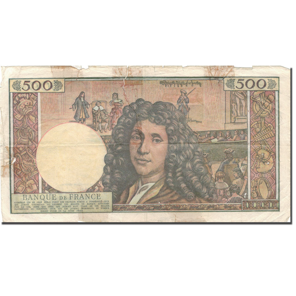 France, 500 Nouveaux Francs, Molière, 1966, 1966-01-06, F(12-15), Fayette:60.9