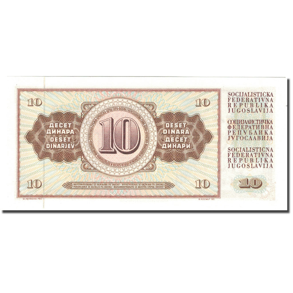 Banconote, Iugoslavia, 10 Dinara, 1968, 1968-05-01, KM:82a, FDS