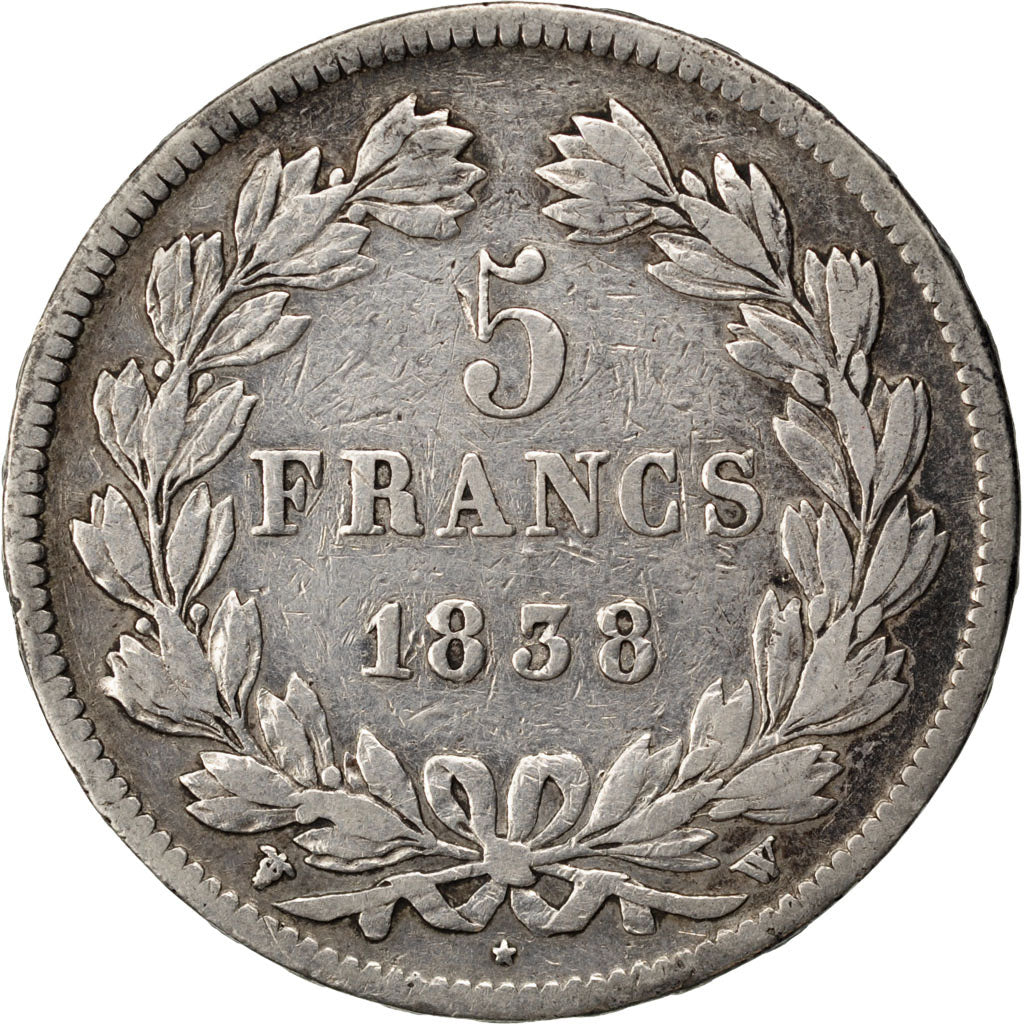 Coin, France, Louis-Philippe, 5 Francs, 1838, Lille, VF(30-35), Silver