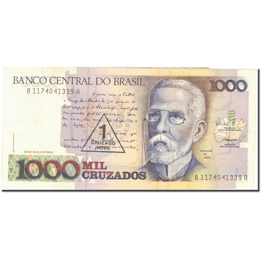 Nota, Brasil, 1 Cruzado Novo on 1000 Cruzados, Undated (1987-88), KM:216a