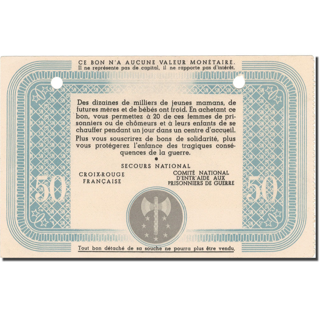 France, Bon de Solidarité, 50 Francs, Bon de solidarité, SUP+