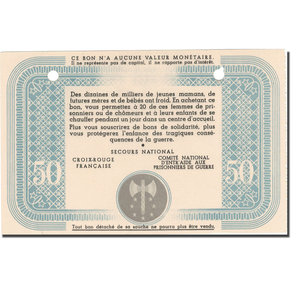 Frankreich, Bon de Solidarité, 50 Francs, Bon de solidarité, UNZ-