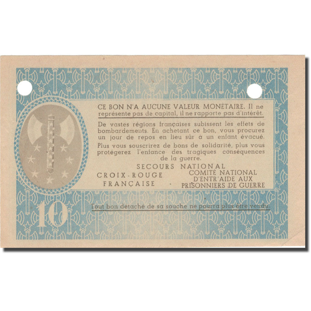 France, Bon de Solidarité, 10 Francs, 1941, AU(55-58)
