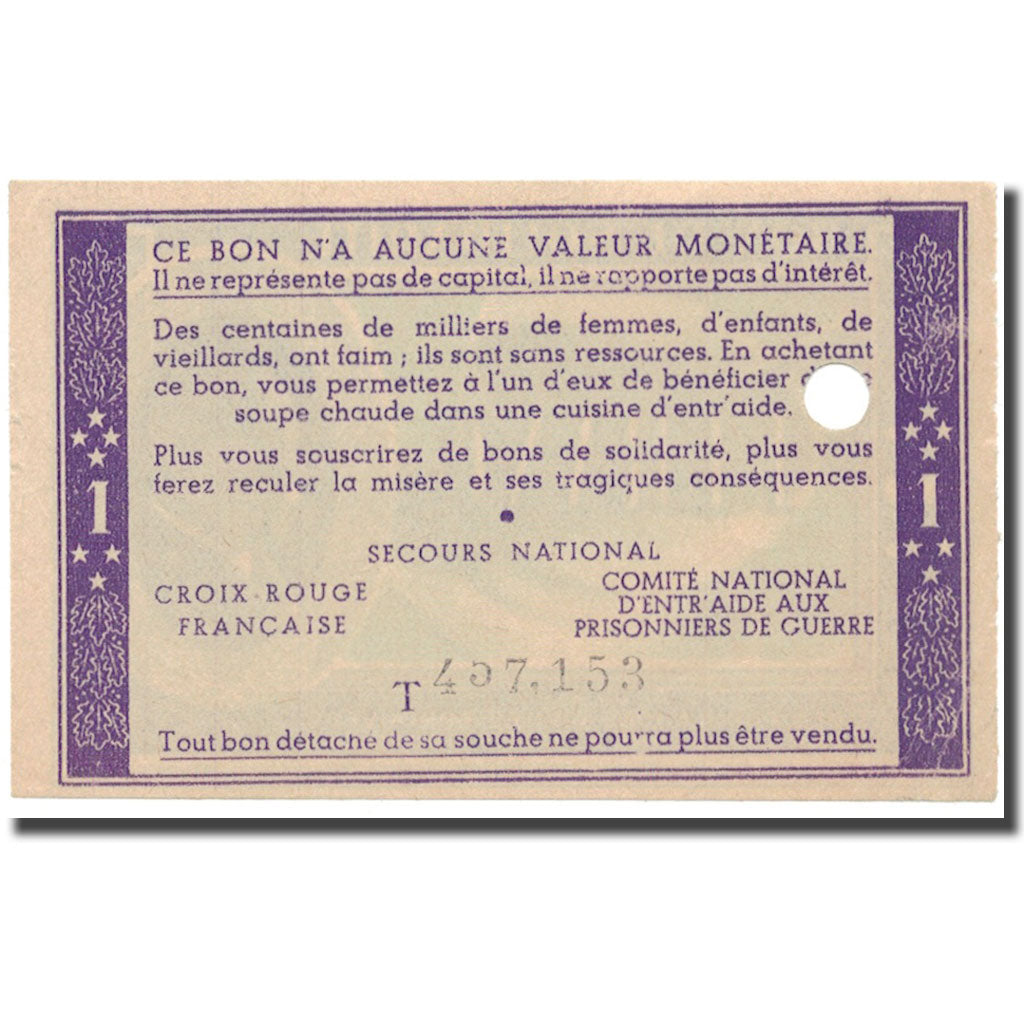 France, Bon de Solidarité, 1 Franc, AU(55-58)