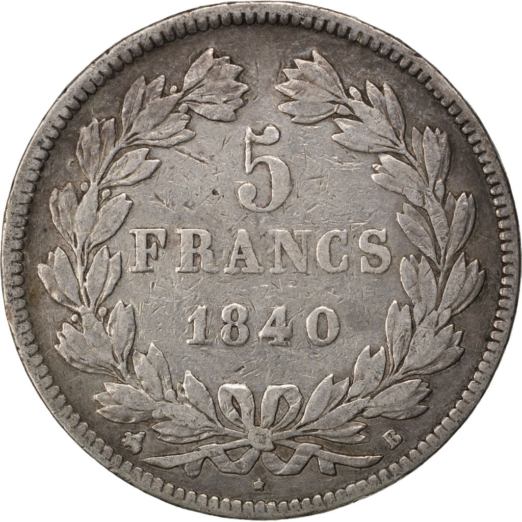 Coin, France, Louis-Philippe, 5 Francs, 1840, Rouen, VF(20-25), Silver