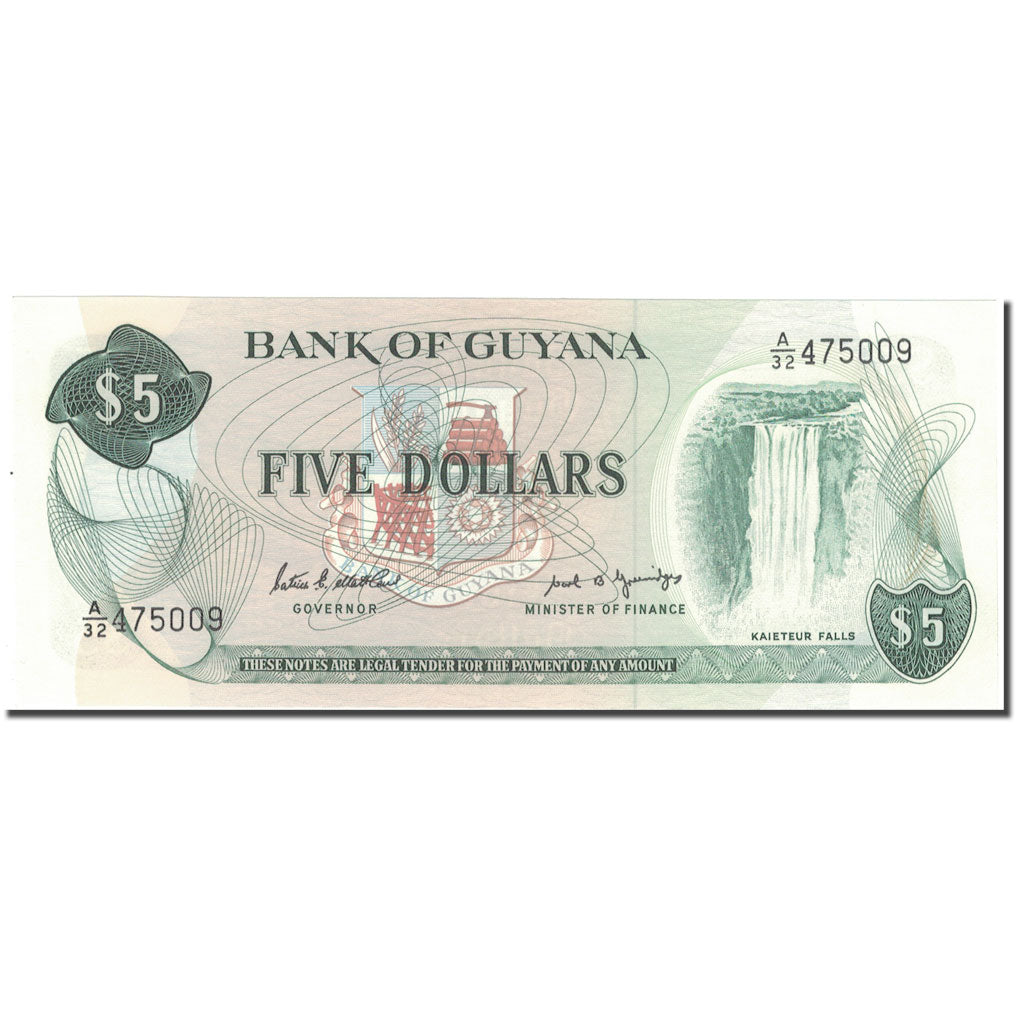 Banknote, Guyana, 5 Dollars, Undated (1966-92), KM:22c, UNC(65-70)