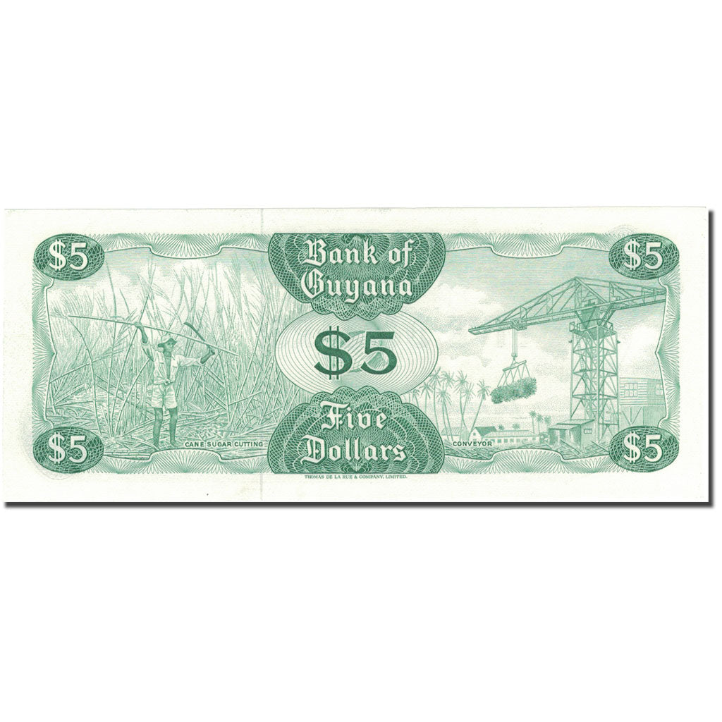 Banknote, Guyana, 5 Dollars, Undated (1966-92), KM:22c, UNC(65-70)