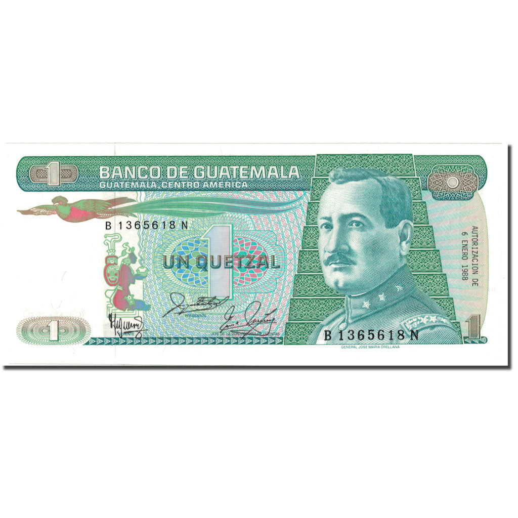 Banknote, Guatemala, 1 Quetzal, 1988, 1988-01-06, KM:66, UNC(65-70)