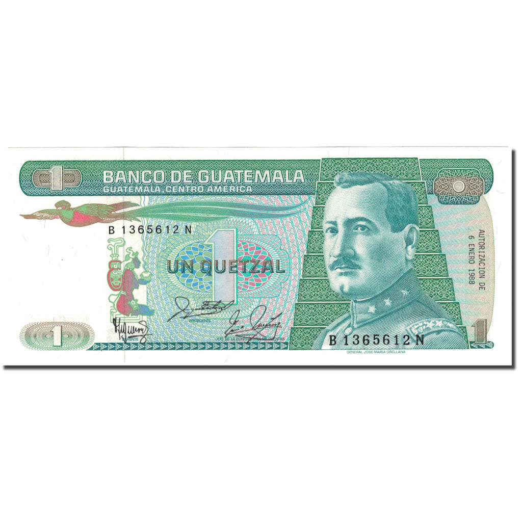 Banknote, Guatemala, 1 Quetzal, 1988, 1988-01-06, KM:66, UNC(65-70)