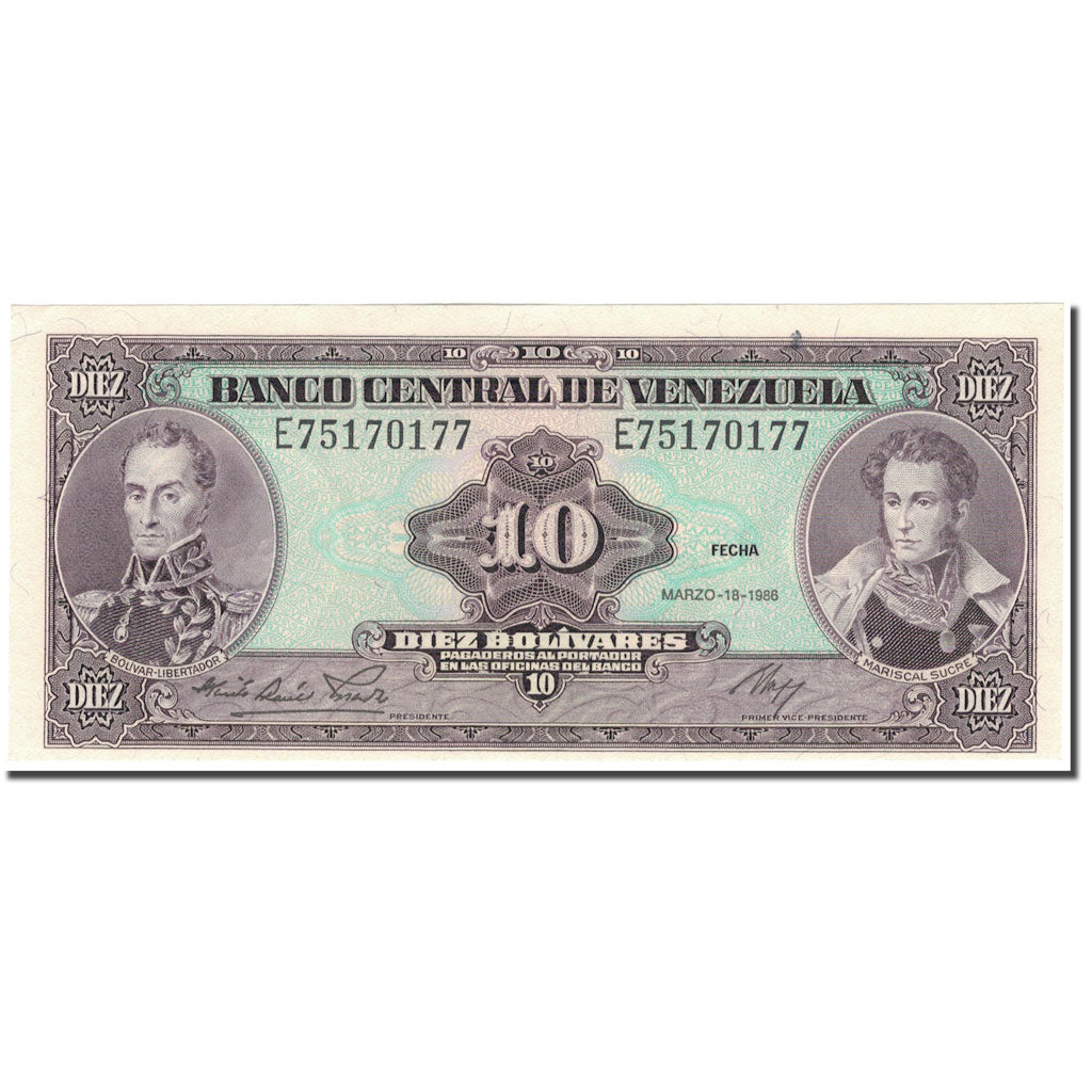 Billet, Venezuela, 10 Bolívares, 1986, 1986-03-18, KM:61a, NEUF