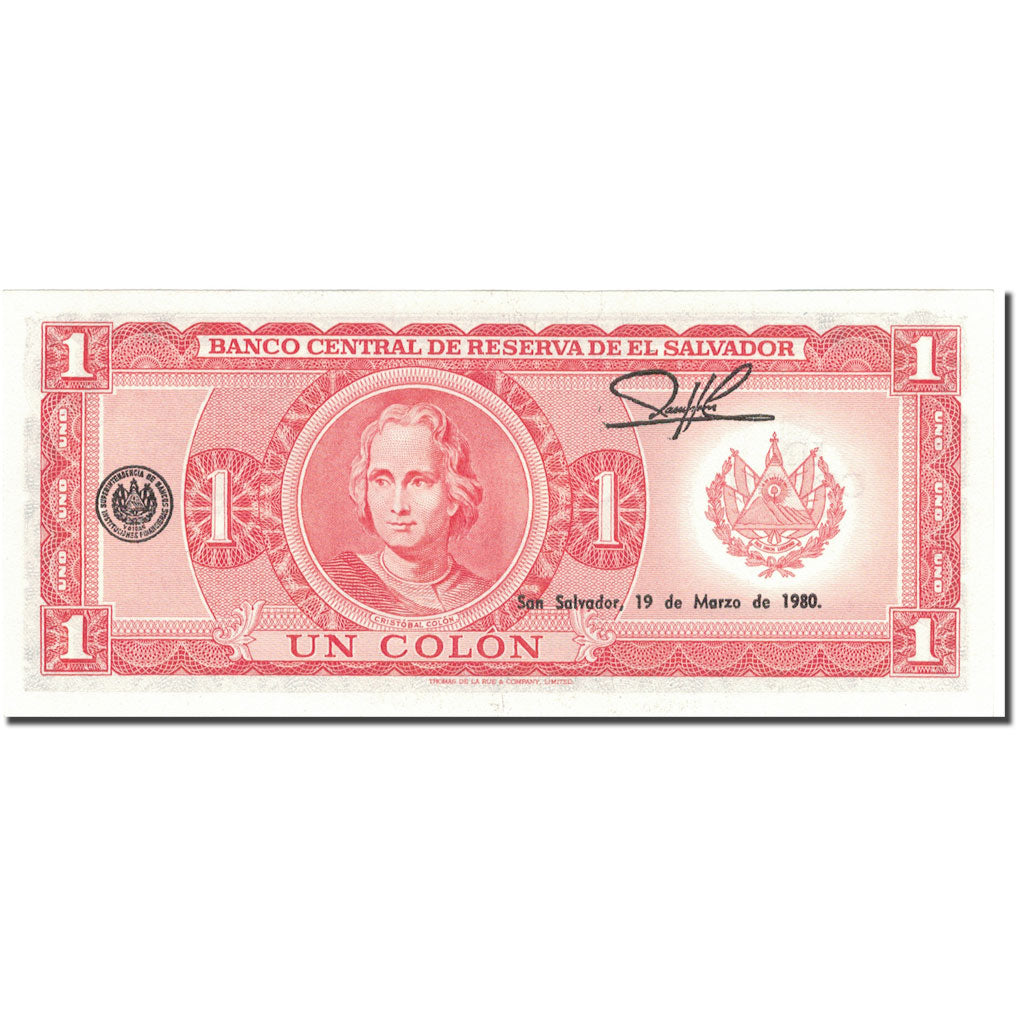 Banknote, El Salvador, 1 Colon, 1980, 1980-03-19, KM:125b, UNC(65-70)