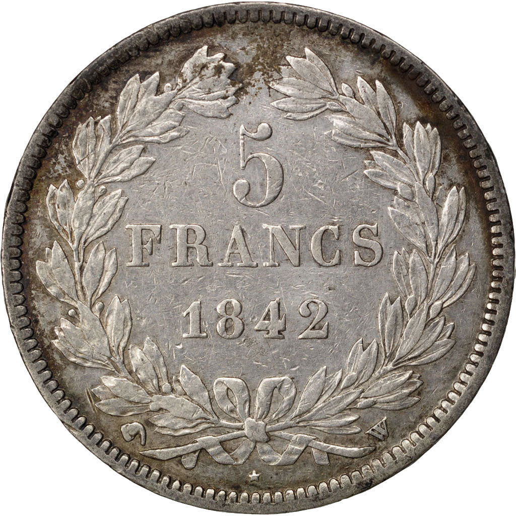Coin, France, Louis-Philippe, 5 Francs, 1842, Lille, EF(40-45), Silver
