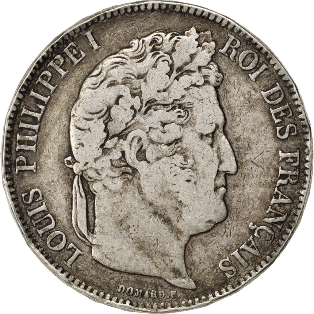 FRANCE, Louis-Philippe, 5 Francs, 1843, Bordeaux, KM #749.7, VF(30-35), Silver,.