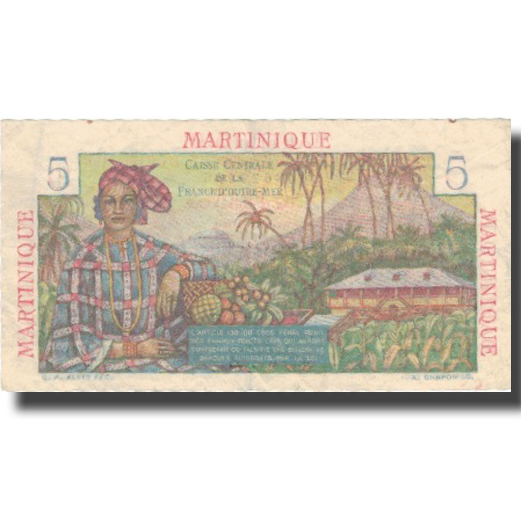Banknote, Martinique, 5 Francs, Undated (1947-49), KM:27A, EF(40-45)