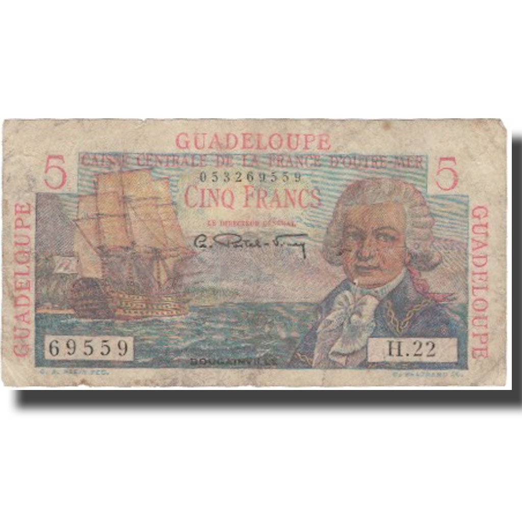 Guadeloupe, 5 Francs, Undated (1947-49), VF(20-25), KM:31