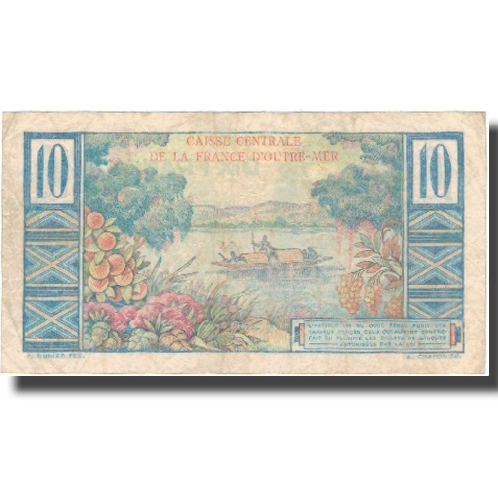 French Equatorial Africa, 10 Francs, Undated (1947-49), VF(20-25), KM:21