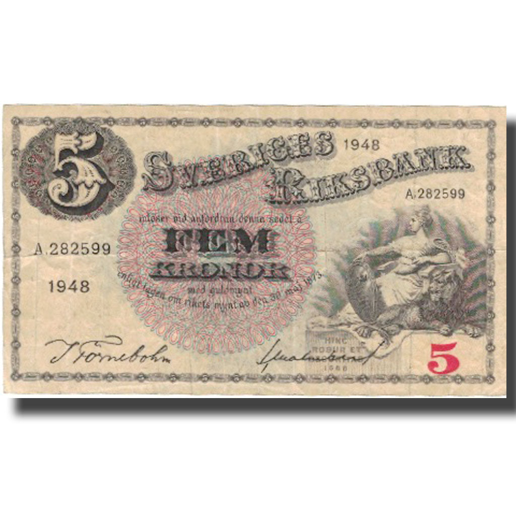 Billete, 5 Kronor, 1948, Suecia, 1948, KM:33ae, MBC