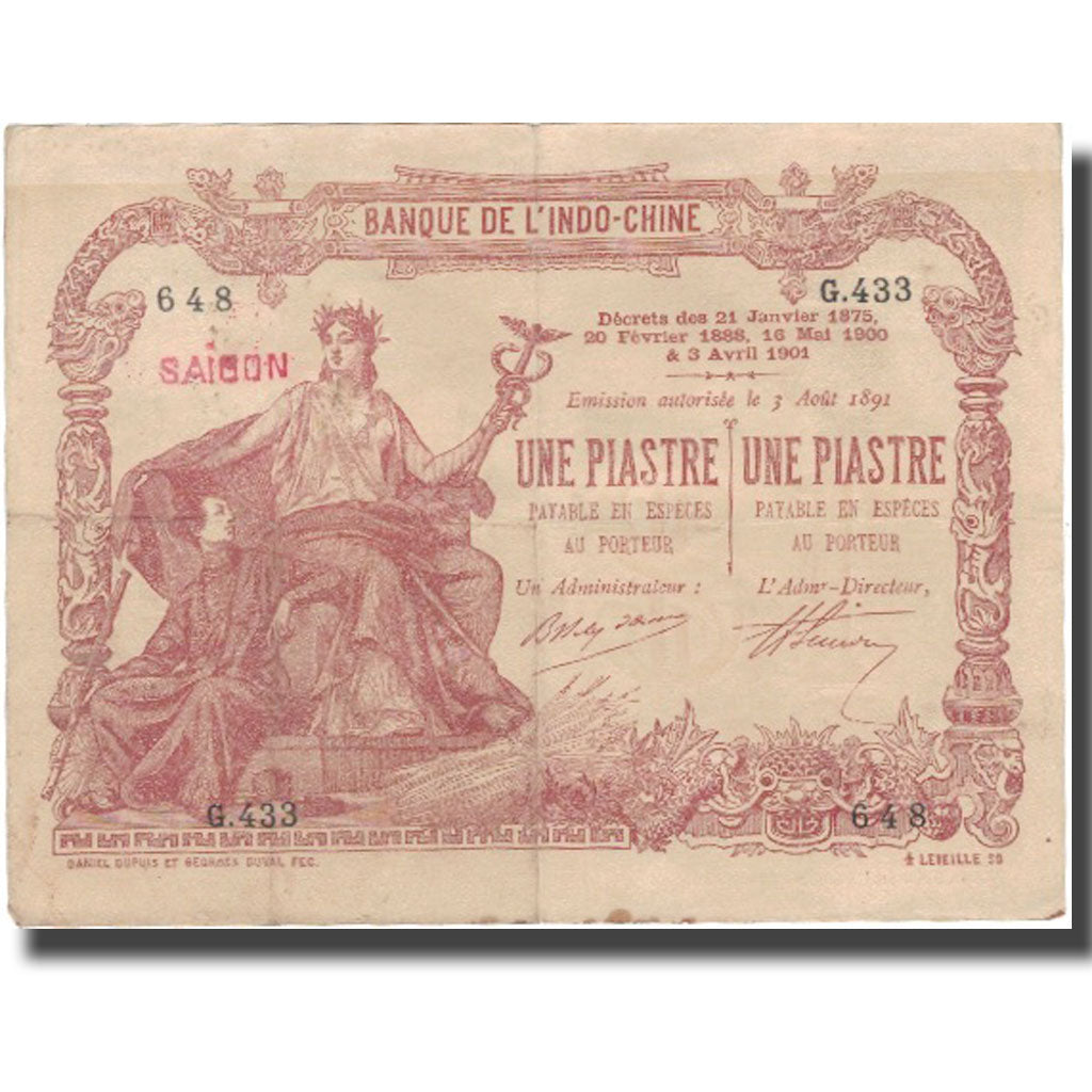 Geldschein, FRENCH INDO-CHINA, 1 Piastre, Undated (1903-1921), KM:13b, S