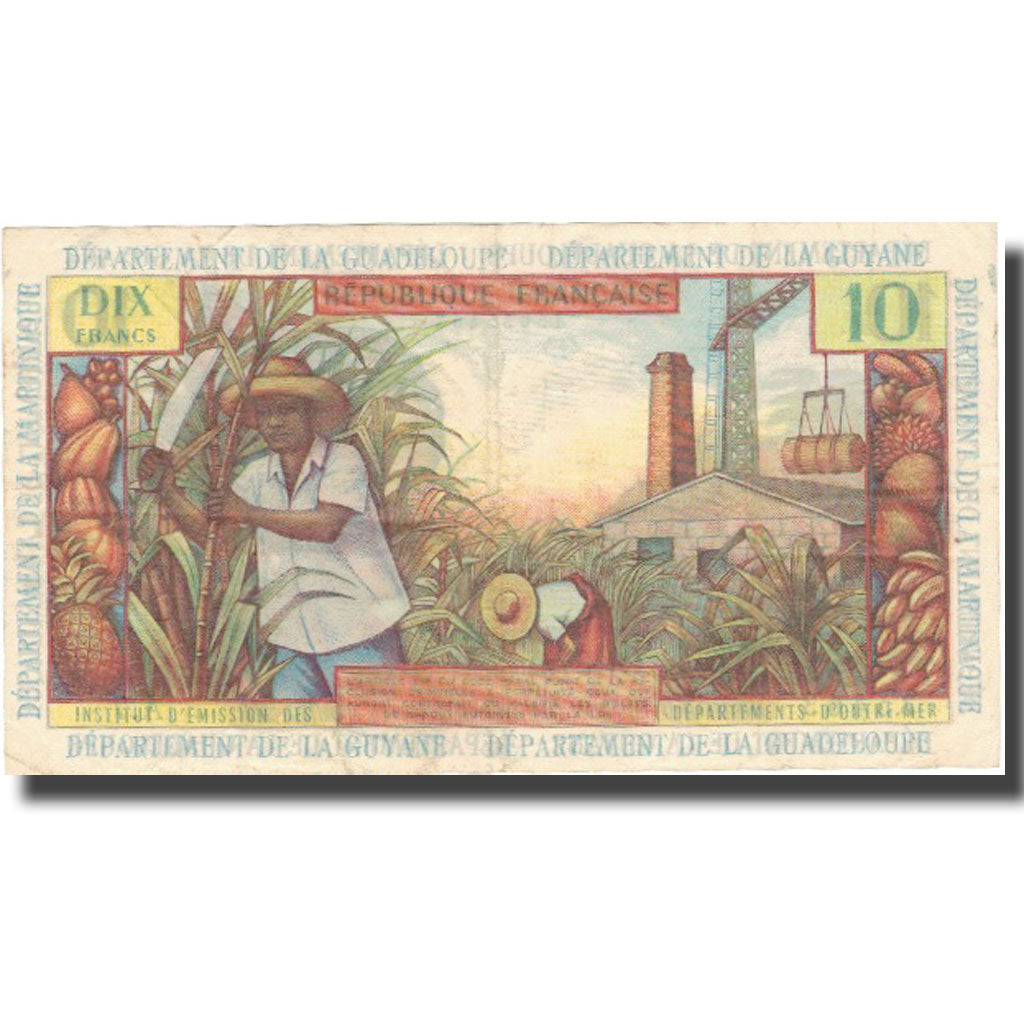 French Antilles, 10 Francs, Undated (1964), EF(40-45), KM:8b