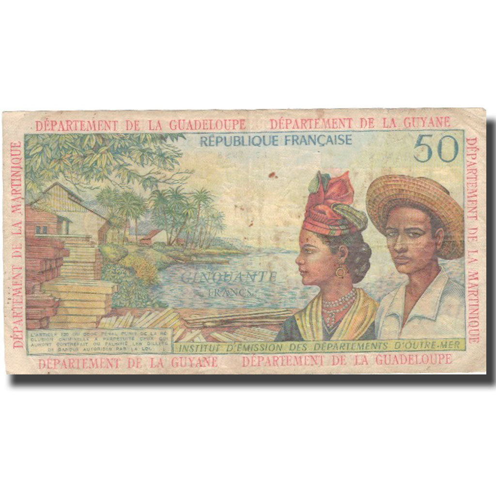 French Antilles, 50 Francs, Undated (1964), TB+, KM:9a