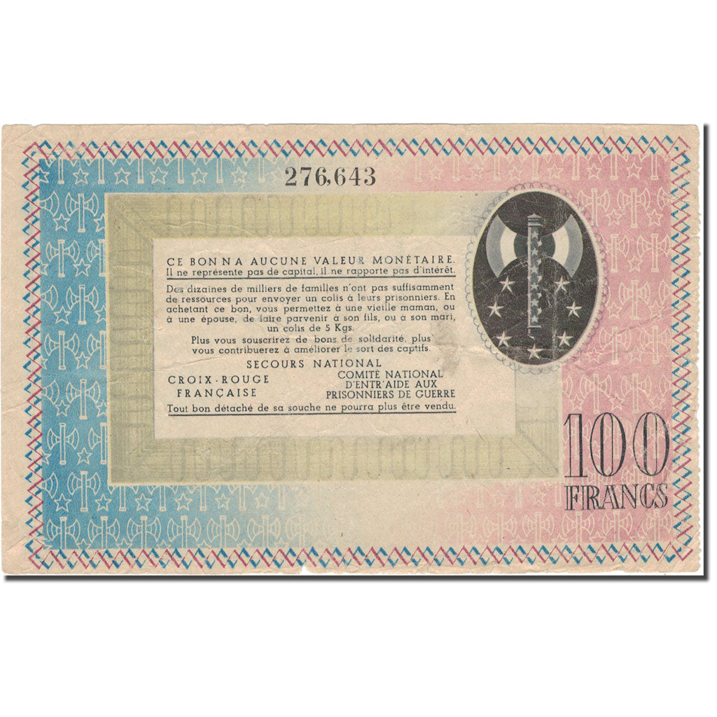 France, Secours National, 100 Francs, Undated (1941), TB+