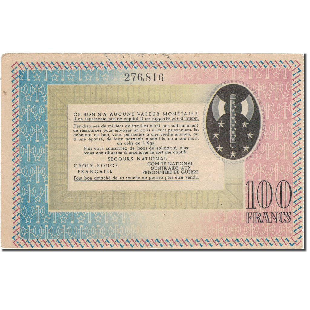 France, Secours National, 100 Francs, Undated (1941), TTB