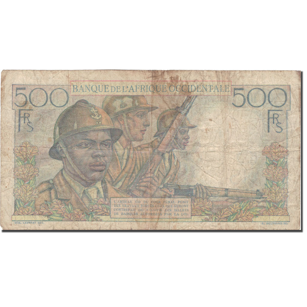 Banknote, French West Africa, 500 Francs, KM:41, VF(20-25)