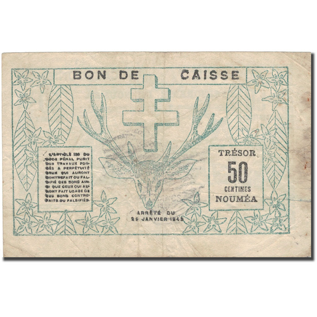 Nuova Caledonia, 50 Centimes, 1943, 1943-03-29, BB, KM:51