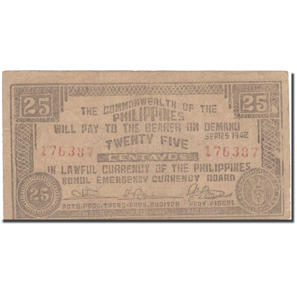Banknote, Philippines, 25 Centavos, 1942, 1942, KM:S132c, EF(40-45)