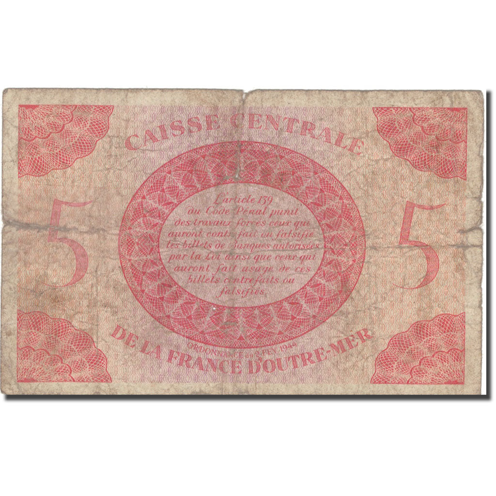 French Equatorial Africa, 5 Francs, F(12-15), KM:15b