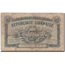 Banknot, Liban, 5 Piastres, 1942, 1942-07-15, KM:34, VF(20-25)