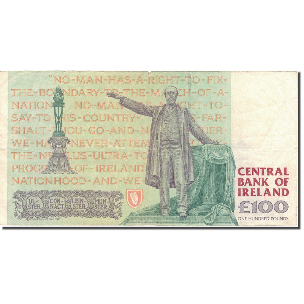 Banknote, Ireland - Republic, 100 Pounds, 1996, 1996-08-22, KM:79a, VF(30-35)