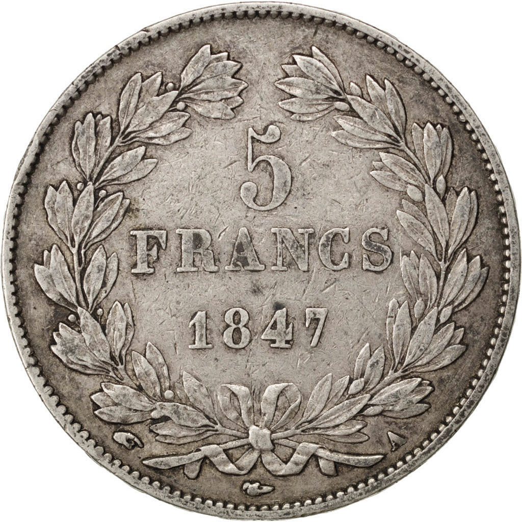 Coin, France, Louis-Philippe, 5 Francs, 1847, Paris, EF(40-45), Silver