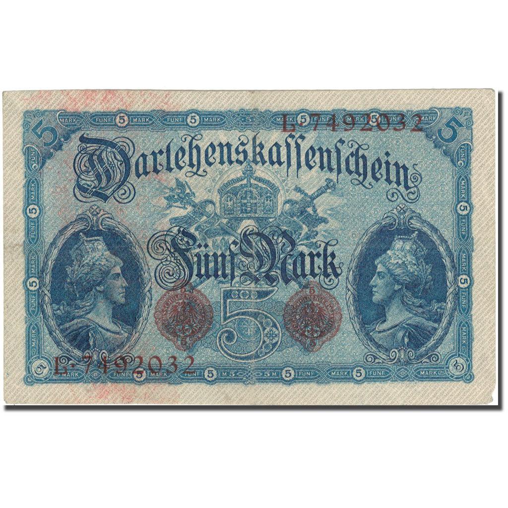 Geldschein, Deutschland, 5 Mark, 1914, 1914-08-05, KM:47b, S