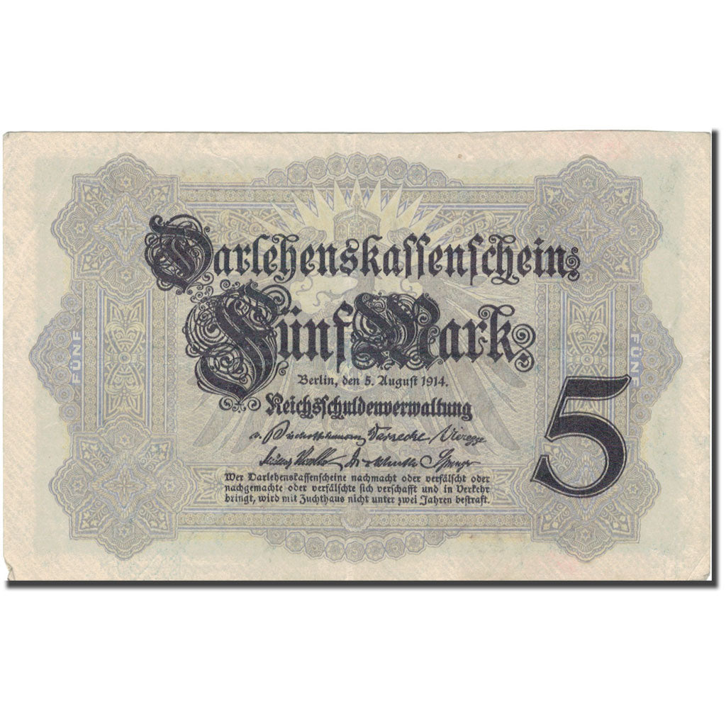 Geldschein, Deutschland, 5 Mark, 1914, 1914-08-05, KM:47b, S
