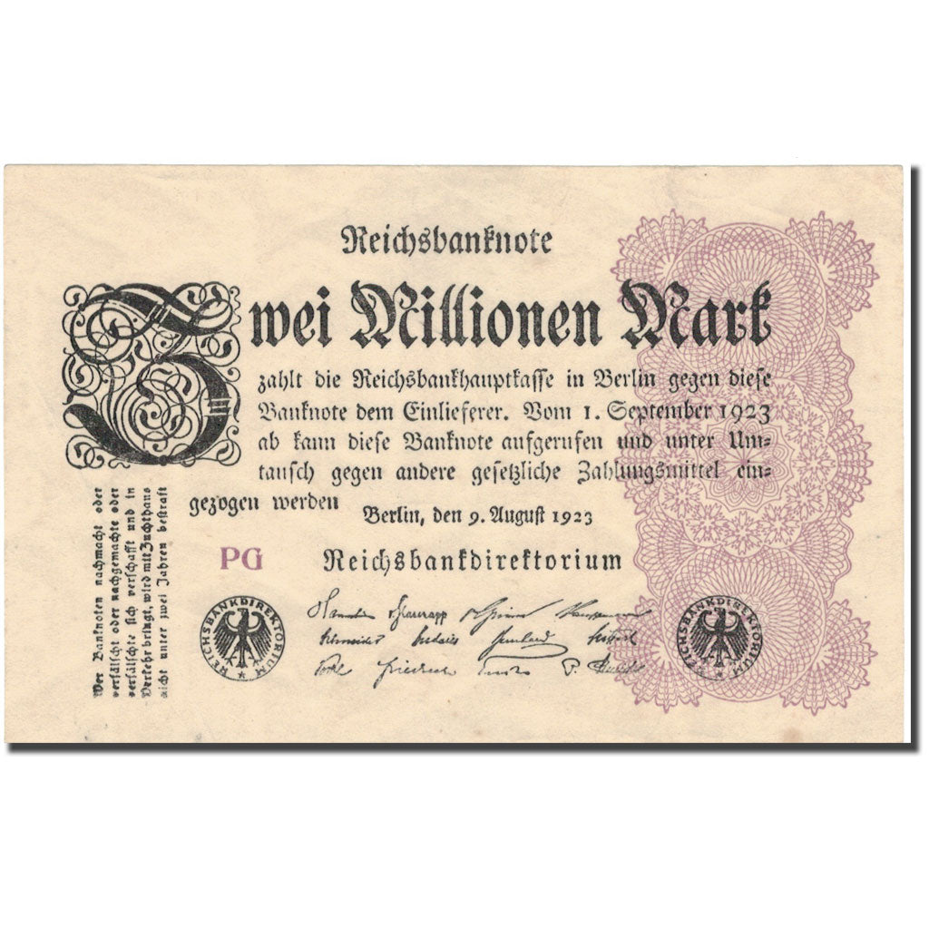 Biljet, Duitsland, 2 Millionen Mark, 1923, 1923-08-09, KM:104a, TTB+