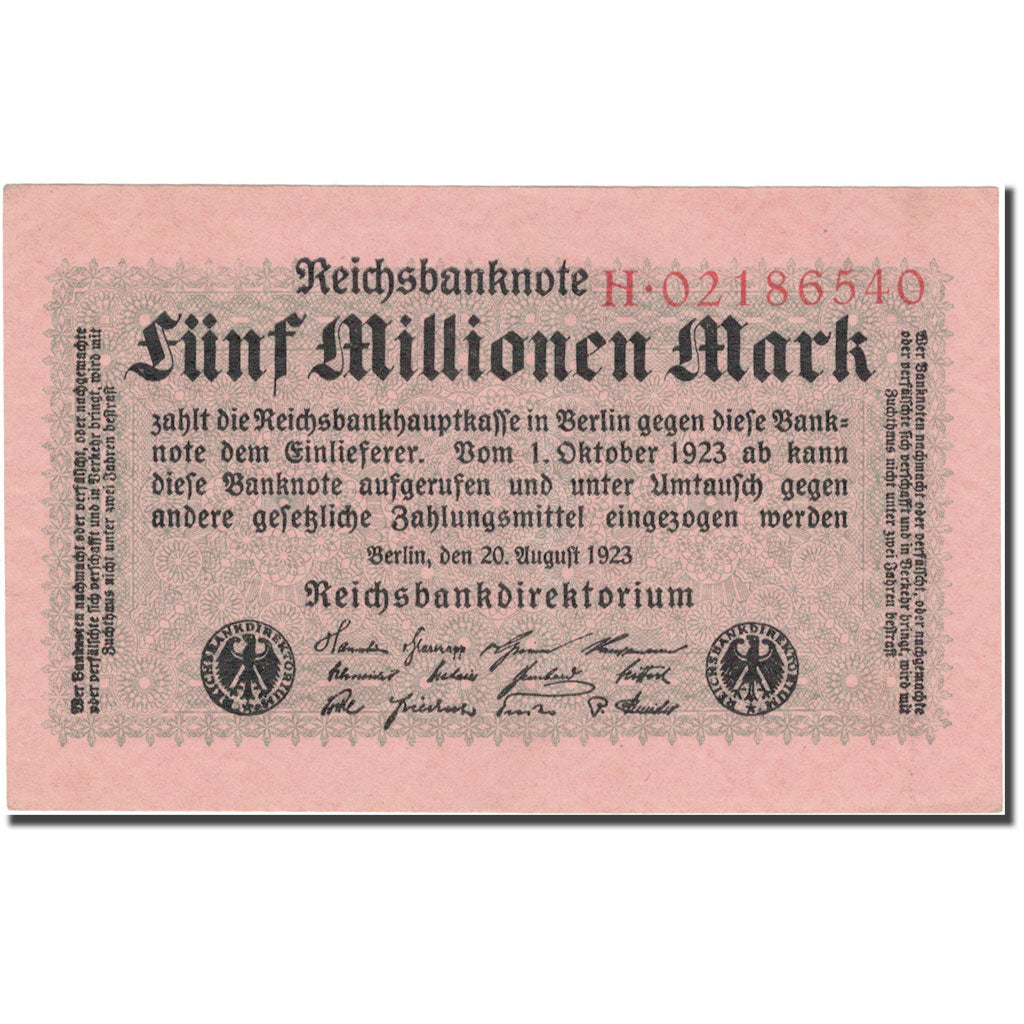 Banknote, Germany, 5 Millionen Mark, 1923, 1923-08-20, KM:105, UNC(60-62)