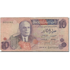 Biljet, Tunisië, 10 Dinars, 1973, 1973-10-15, KM:72, B+