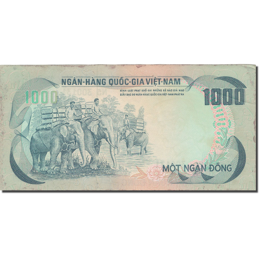 Billet, South Viet Nam, 1000 D<ox>ng, Undated (1972), KM:34a, TTB