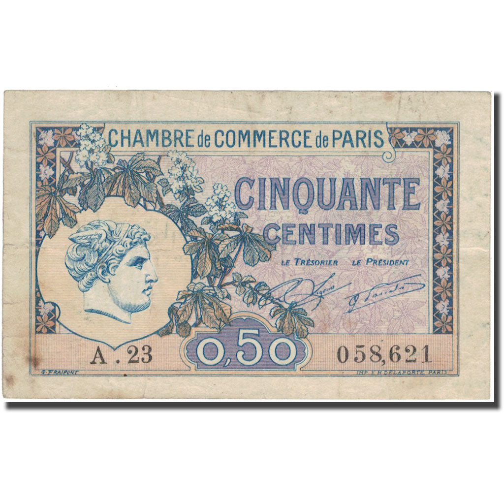 France, Paris, 50 Centimes, 1920, VF(20-25)
