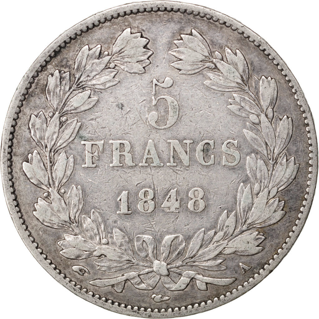 Francia, Louis-Philippe, 5 Francs, 1848, Paris, BB, Argento, KM:749.1, Gadour...