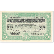 Billet, Norvège, 5 Kronor, Blason, 1961, 1961-05-10, TTB+