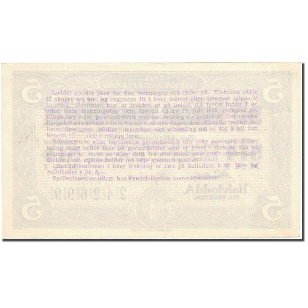 Banknote, Norway, 5 Kronor, Blason, 1961, 1961-05-10, AU(50-53)